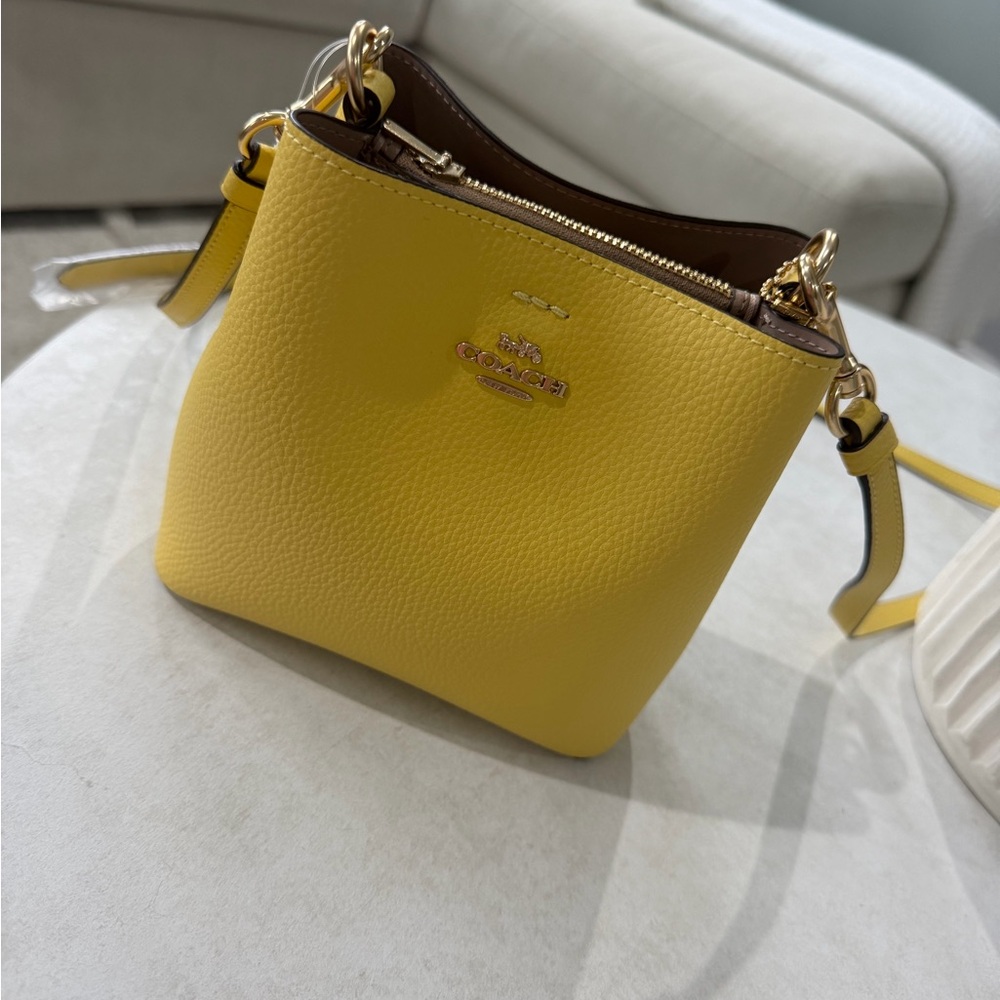 Coach Pebble Leather Crossbody in Sunny Yellow with Gold Hardware